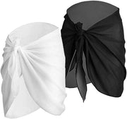 Set di 2 Sarong Chiffon per Bambine, Copertura per Bambino per il Mare, Sarong per Bambini, Abbigliamento per la Spiaggia, Copertura per Bambino, Abito per la Spiaggia, Set di 2, Nero + Bianco.