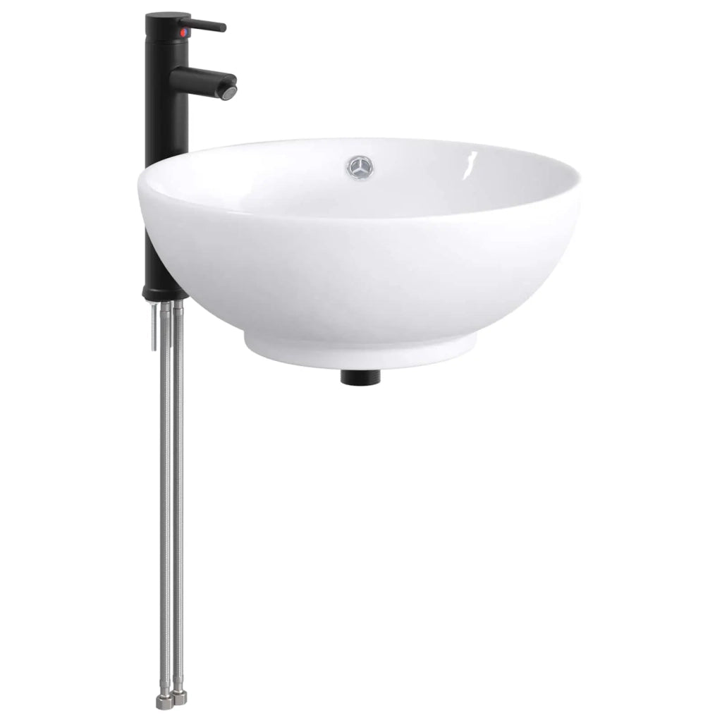 Lavabo con rubinetto e scarico Nero Opaco 44 x 44 x 16 cm 890247