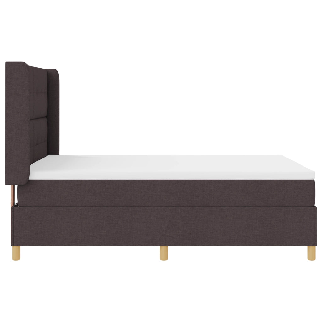 Letto a Rete con Materasso - Marrone Scuro - 140x200 cm Tessuto