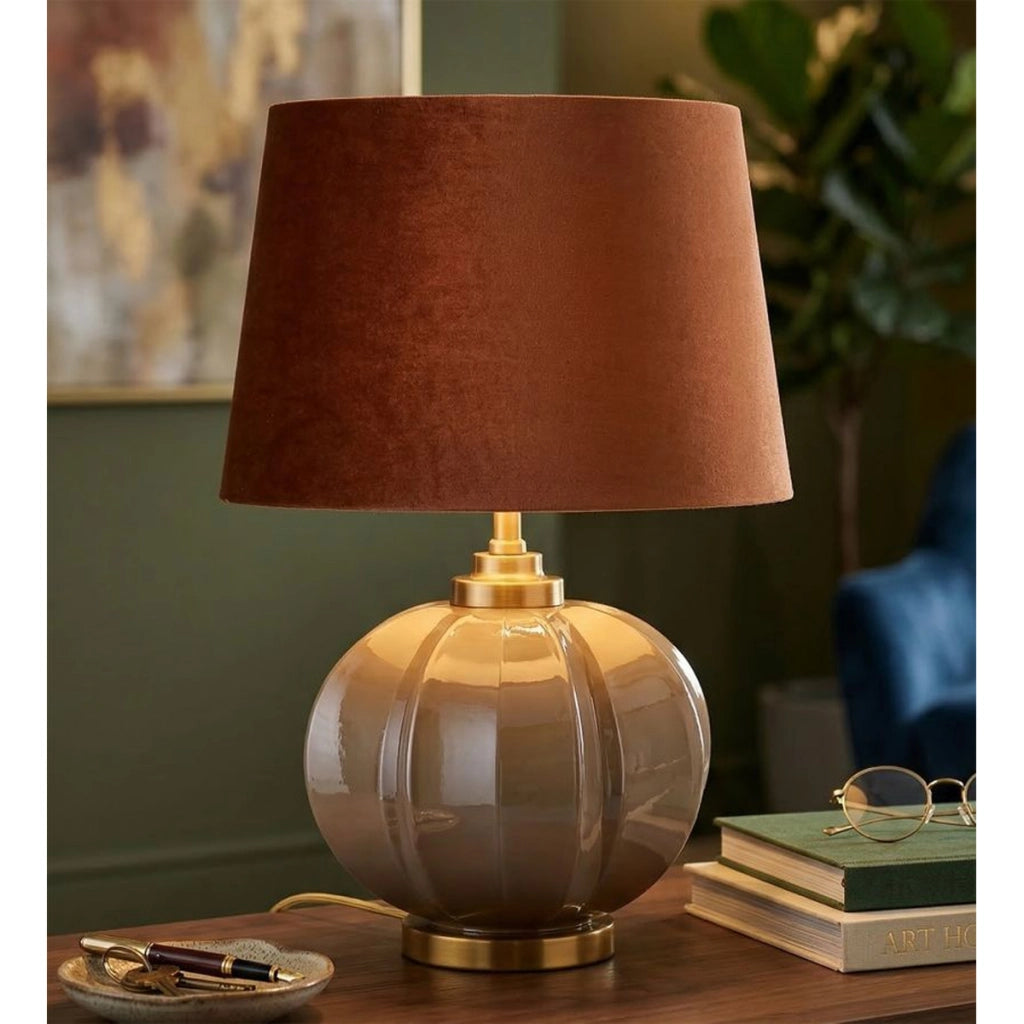 Lampada da Tavolo VKH733, Marrone, Vetro, 57x40,5x40,5 cm