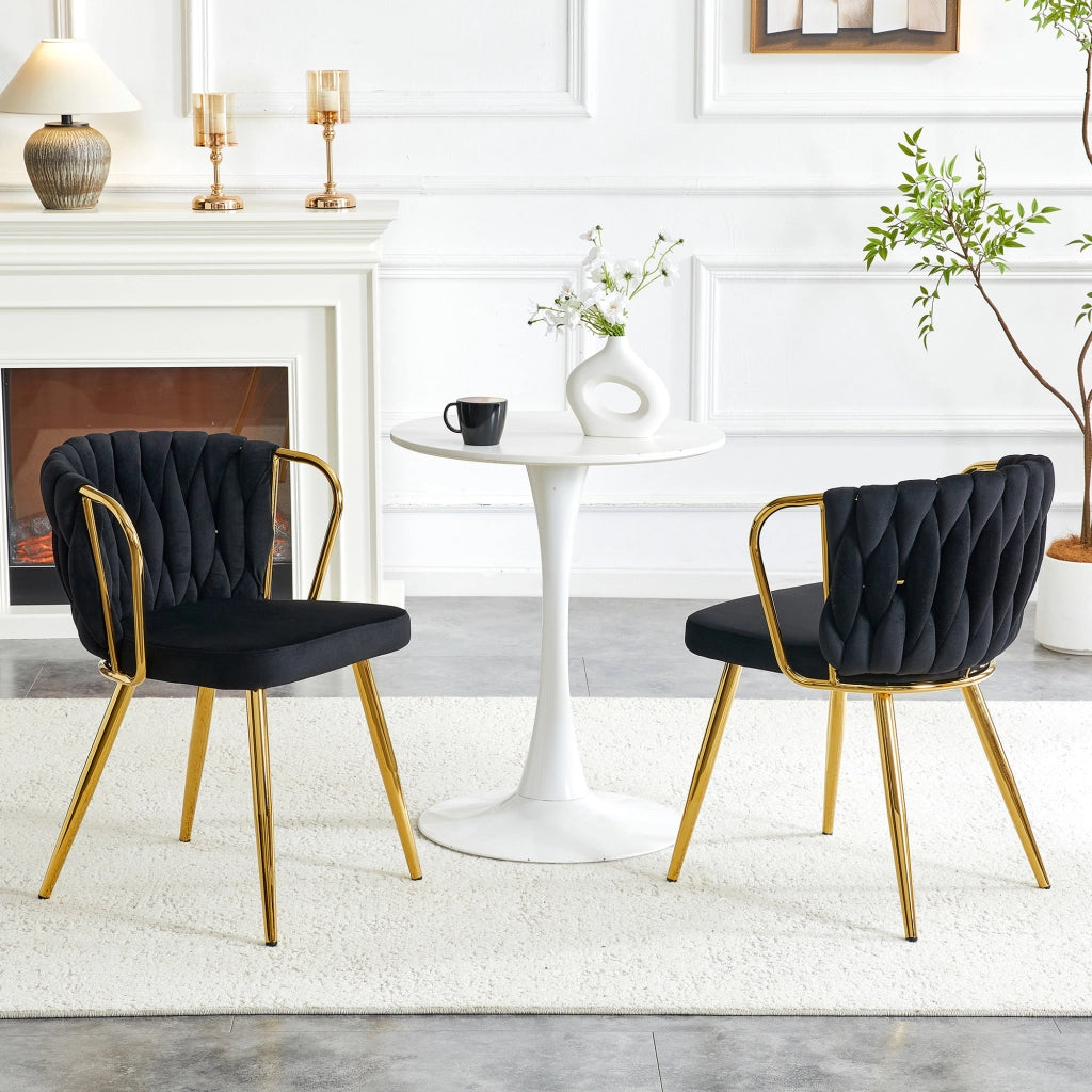 SEDIA da pranzo in velluto nero con gambe in metallo oro 59.5×51.5×45.5 cm