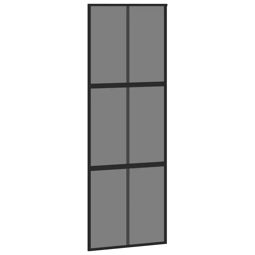Porta Scorrevole Set Ferramenta Nera 76x205 cm Vetro Temperato