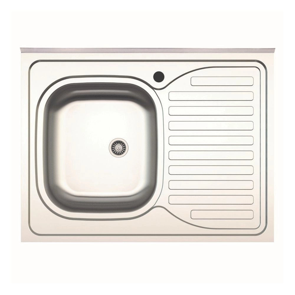 Lavello cucina da appoggio 80x60 una vasca con gocciolatoio destro inox SA30DX