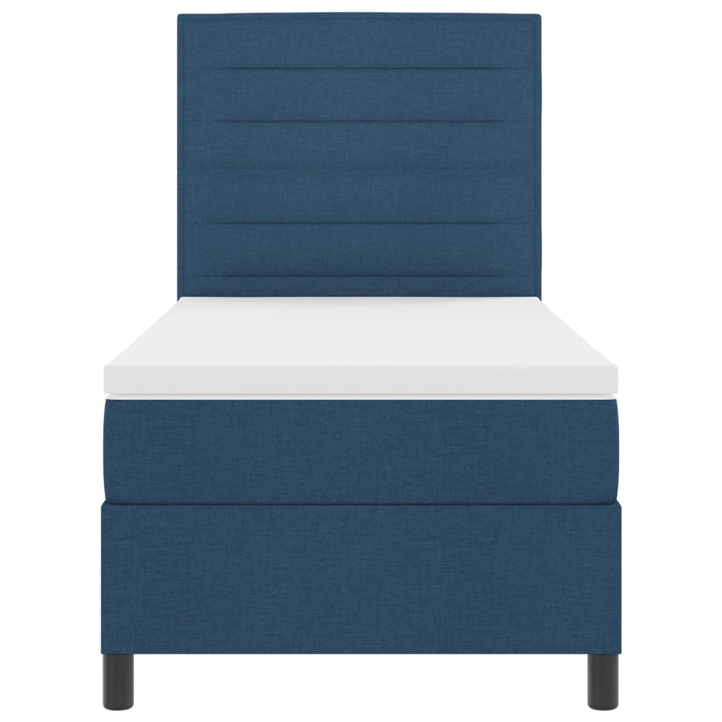Letto Box Spring con Materasso & LED Blu 90x190 cm Tessuto