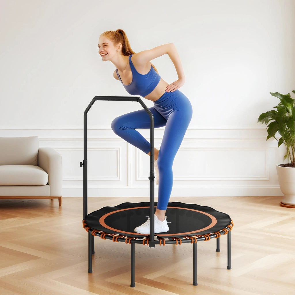 Trampolino Fitness con Manubrio Regolabile ¨C zephmum ¨C Acciaio, Plastica, Arancione