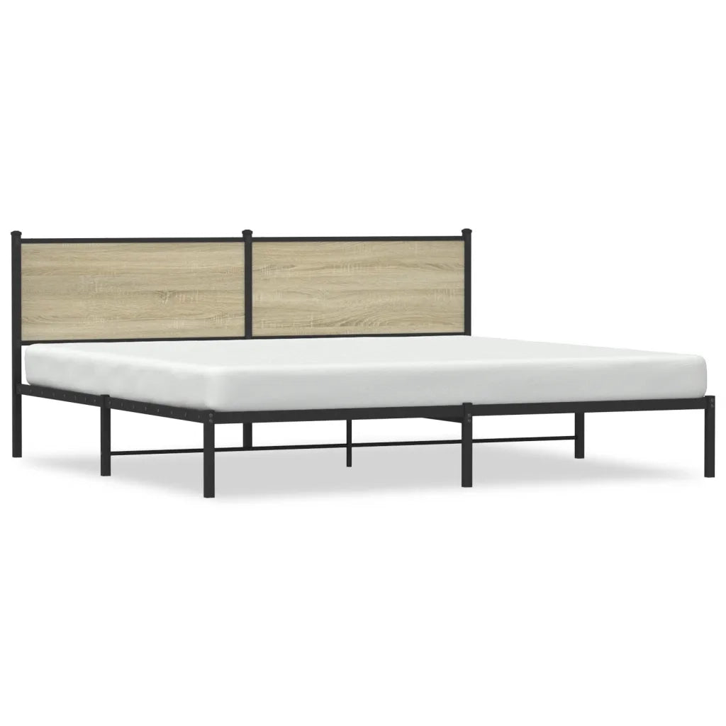 vidaXL Giroletto senza Materaso in Metallo Rovere Sonoma 200x200 cm
