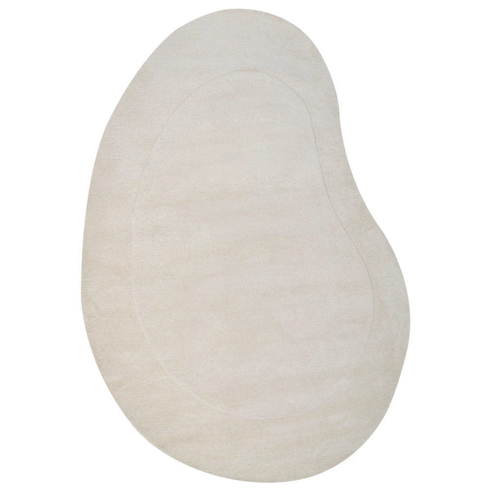 Tappeto in viscosa organico a forma di fagiolo beige 160 x 230 cm soggiorno camera da letto