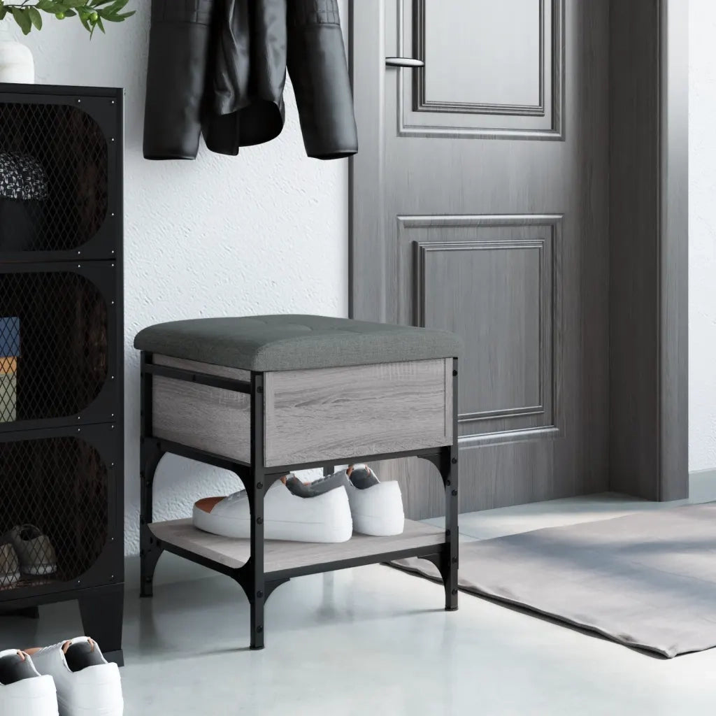 Panca Porta Scarpe-Sgabello-Panca Scarpiera Grigio Sonoma 42x42x45 cm Legno Multistrato