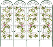 Traliccio da Giardino in Metallo 180 x 50 CM, 4 Pannello di Recinzione Antiruggine per Piante Rampicanti, Rose e Verdure, Decorazione Esterna per Giardino, Cortile, Patio (Verde)