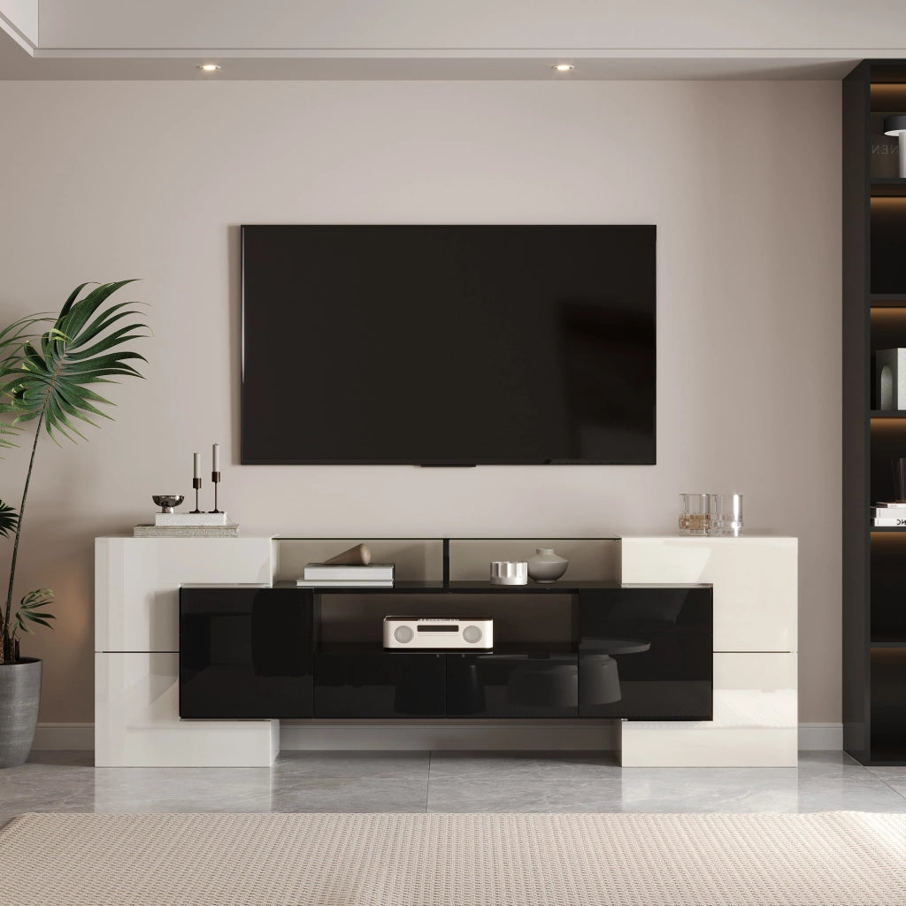 Mobile TV con 6 Ante; 2 Cassetti e 3 Vani con LED per Soggiorno in Pannelli di Particelle 200 × 35 × 60 cm