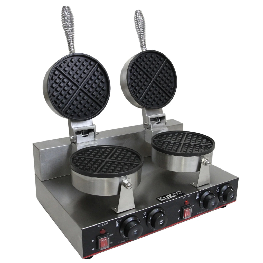 Piastra Doppia per Waffle e Cialde Belga Professionale Antiaderente 220V 1000W