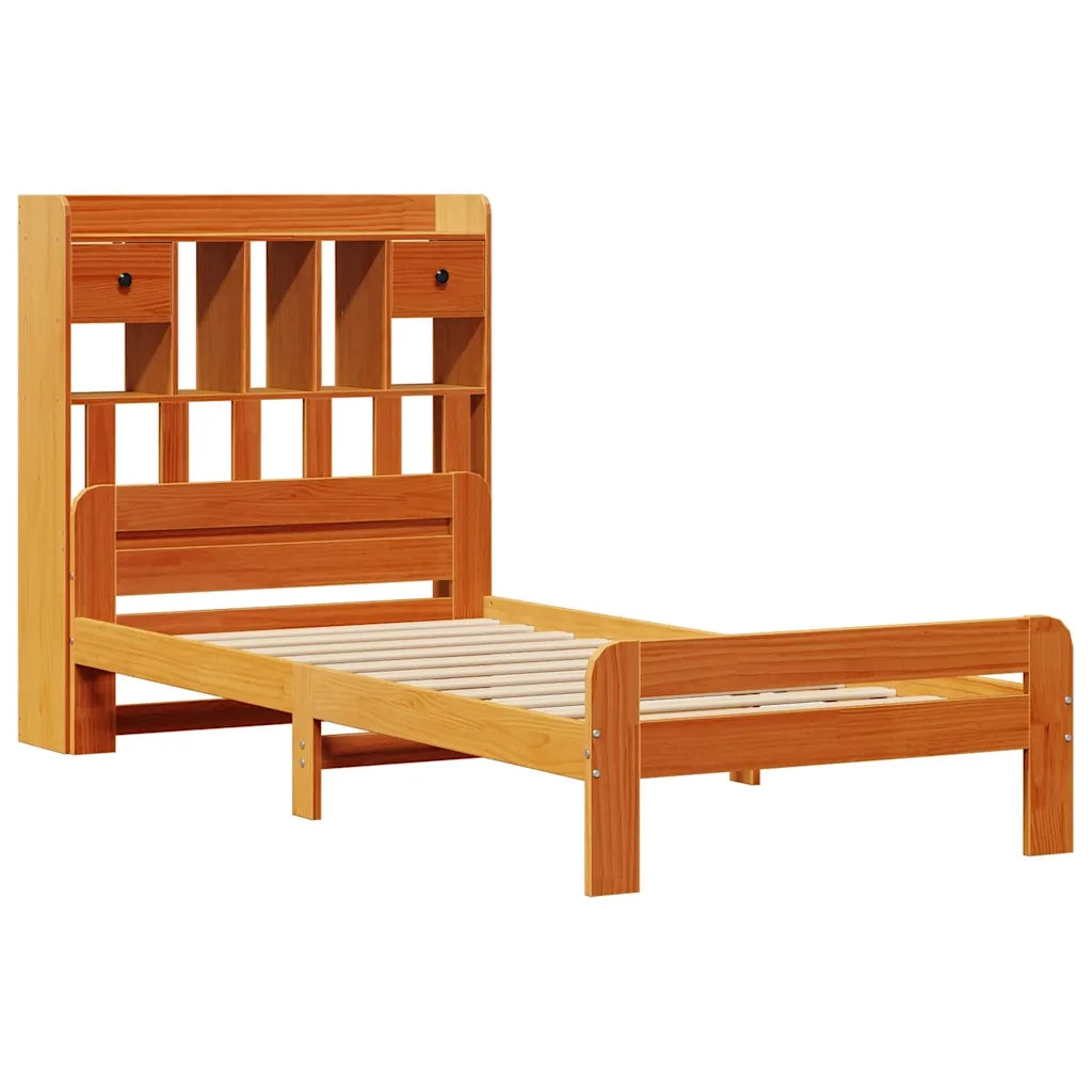 Letto Libreria senza Materasso Marrone Cera 75x190 cm in Pino 3308908