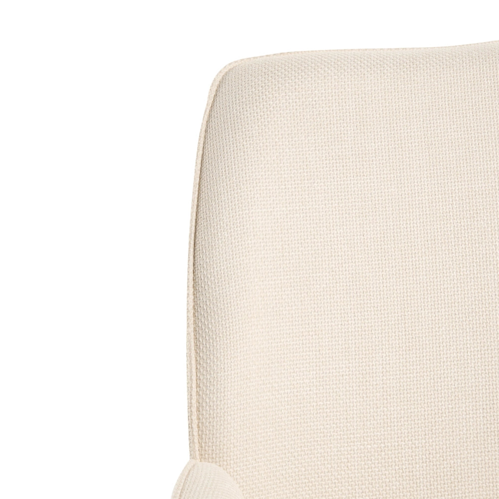 Sedia da ufficio color bianco sporco con rivestimento in finto lino, girevole, da salotto, con regolazione dell'altezza del sedile