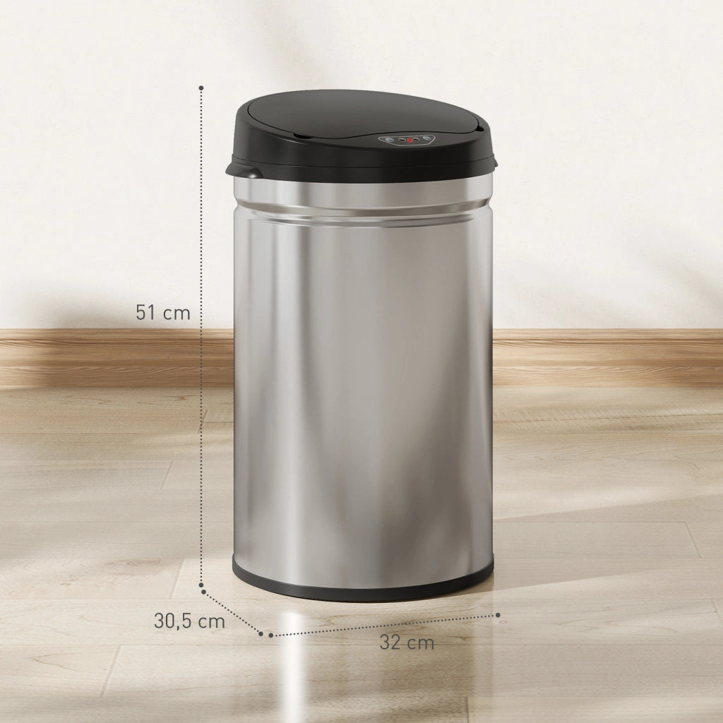 Pattumiera da cucina automatica 30L ¨C Xylo ¨C Acciaio inossidabile argento 32x30,5x51cm