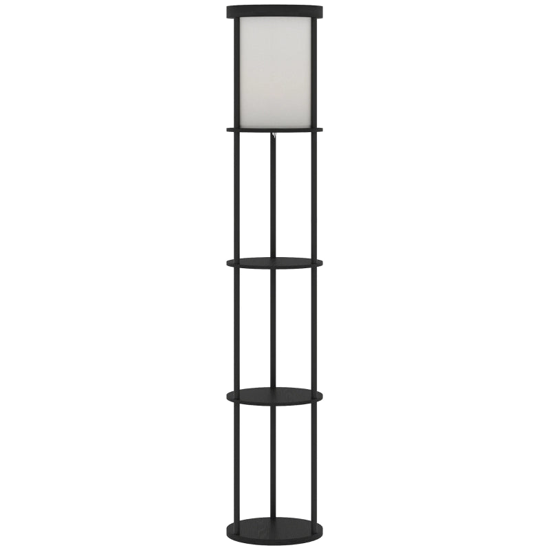 Lampada da terra con 3 ripiani, design rotondo, telecomando, interruttore a pedale, temperatura luce regolabile, per soggiorno, nera