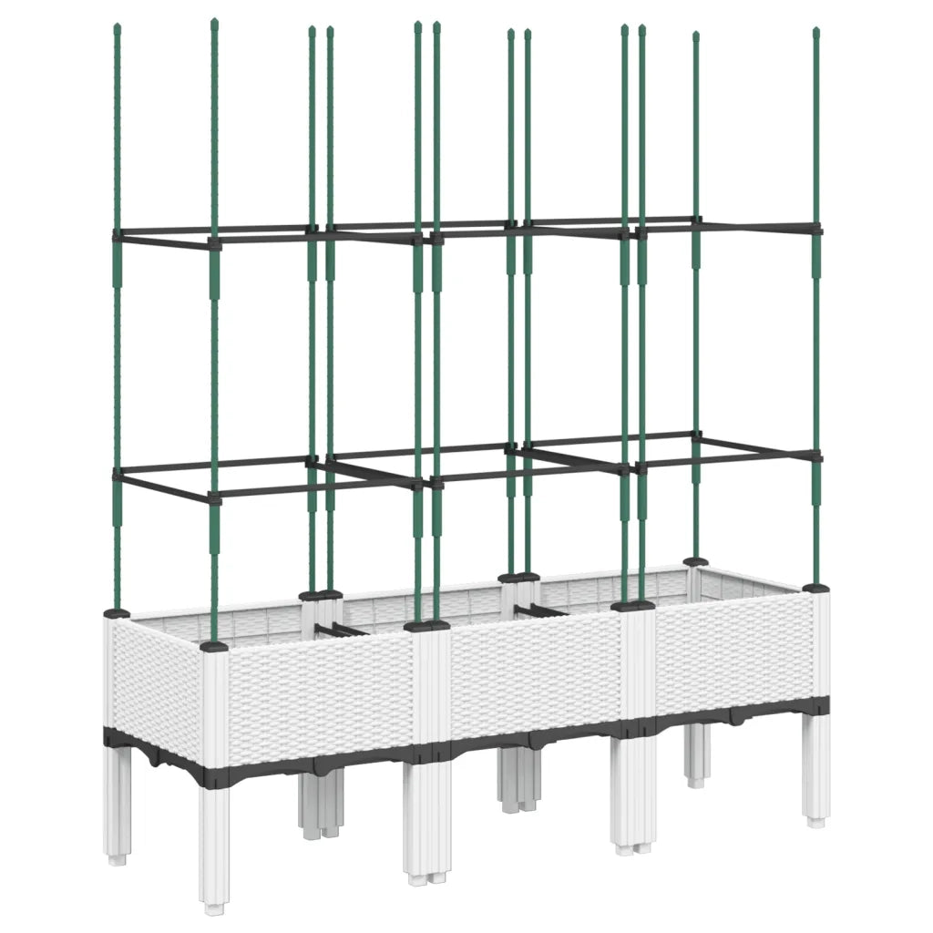 Fioriera da Giardino con Graticcio-Vaso da Esterno-Fioriera con Griglia Bianco 120x40x142,5 cm PP