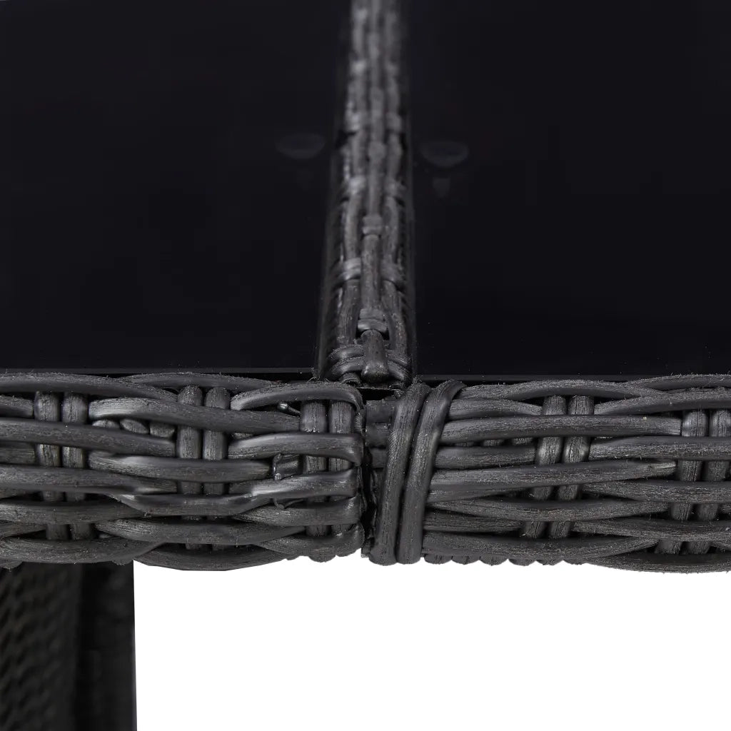 Tavolo da Giardino | Tavolino da esterno Nero 200x100x74 cm in Vetro e Polyrattan