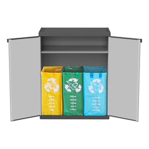 Pattumiera Differenziata 2 Ante 68x40x85 cm con Sacchi e Ripiano Grigio