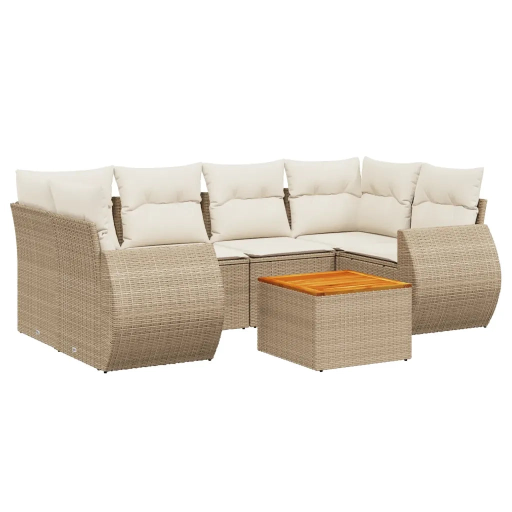 Set Divani da Giardino 7 pz con Cuscini Beige in Polyrattancod mxl 116791