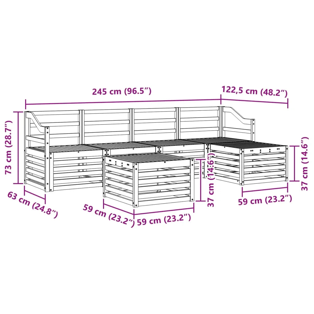 Set divani 6 pcs Naturale Legno di Acacia Massello 3374704