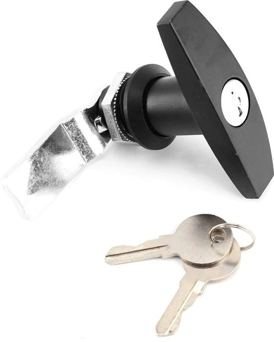 Garagedeurslot T-greep con Zinklegering - Inclusa la chiave da 2 - Adatto per rimorchi e caravan - Compatta e duratura - Utilizzo affidabile - Deurslot