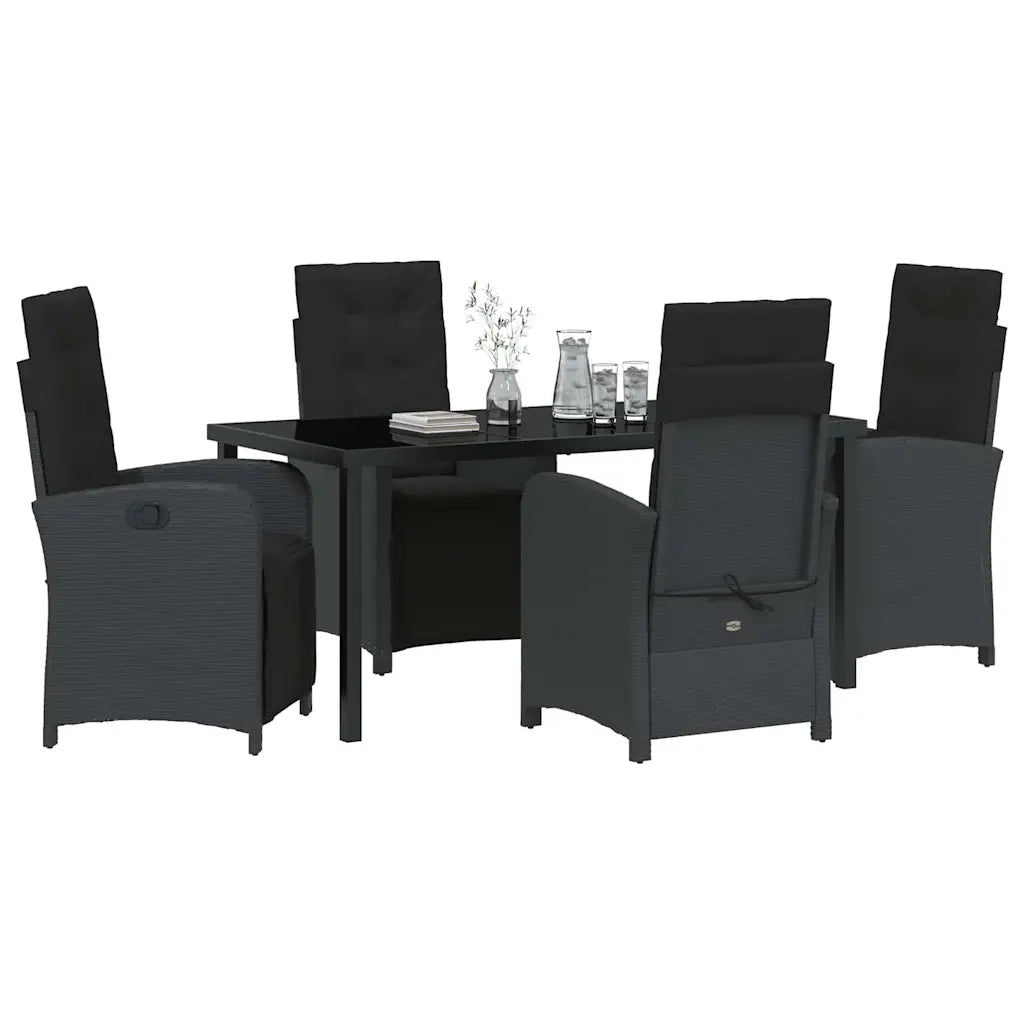 Set da Pranzo per Giardino con cuscino 5 pcs Nero polyrattan 3380312