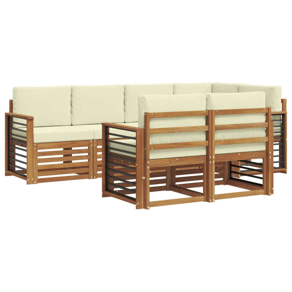 Set divano sezionale con cuscino 7 pcs Naturale e Crema