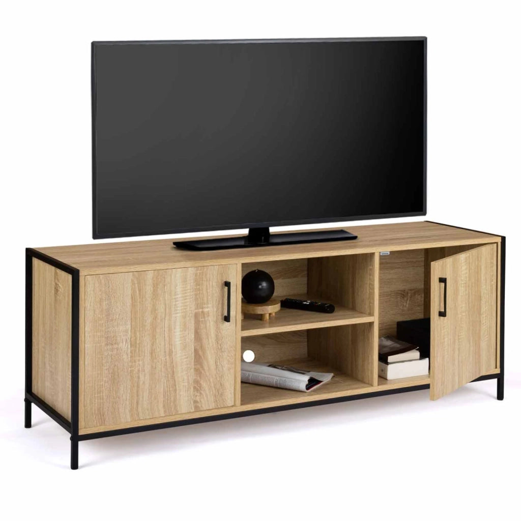 IDMarket - Porta TV di design industriale a 2 ante 140 cm DETROIT