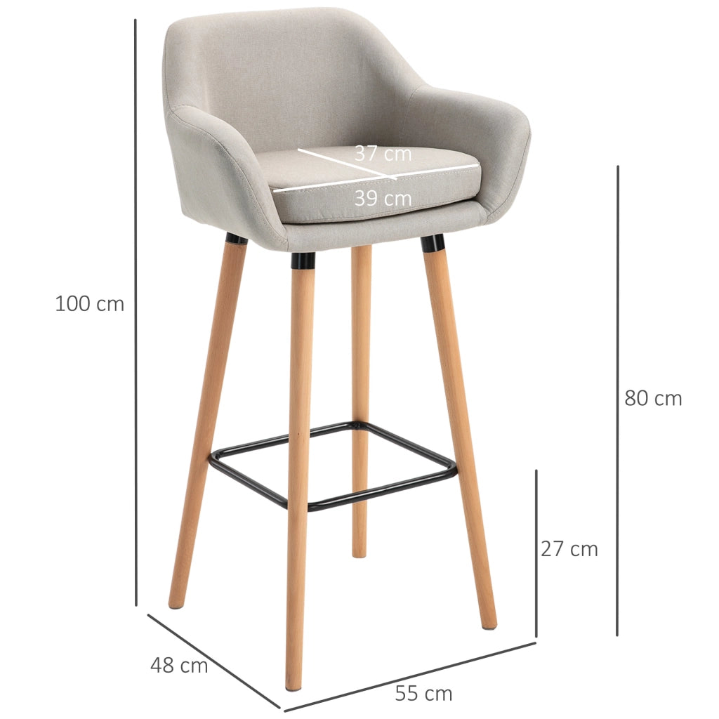 Set di 2 sgabelli da bar con schienale e braccioli in metallo beige per cucina e bancone 100 × 55 × 48 cm