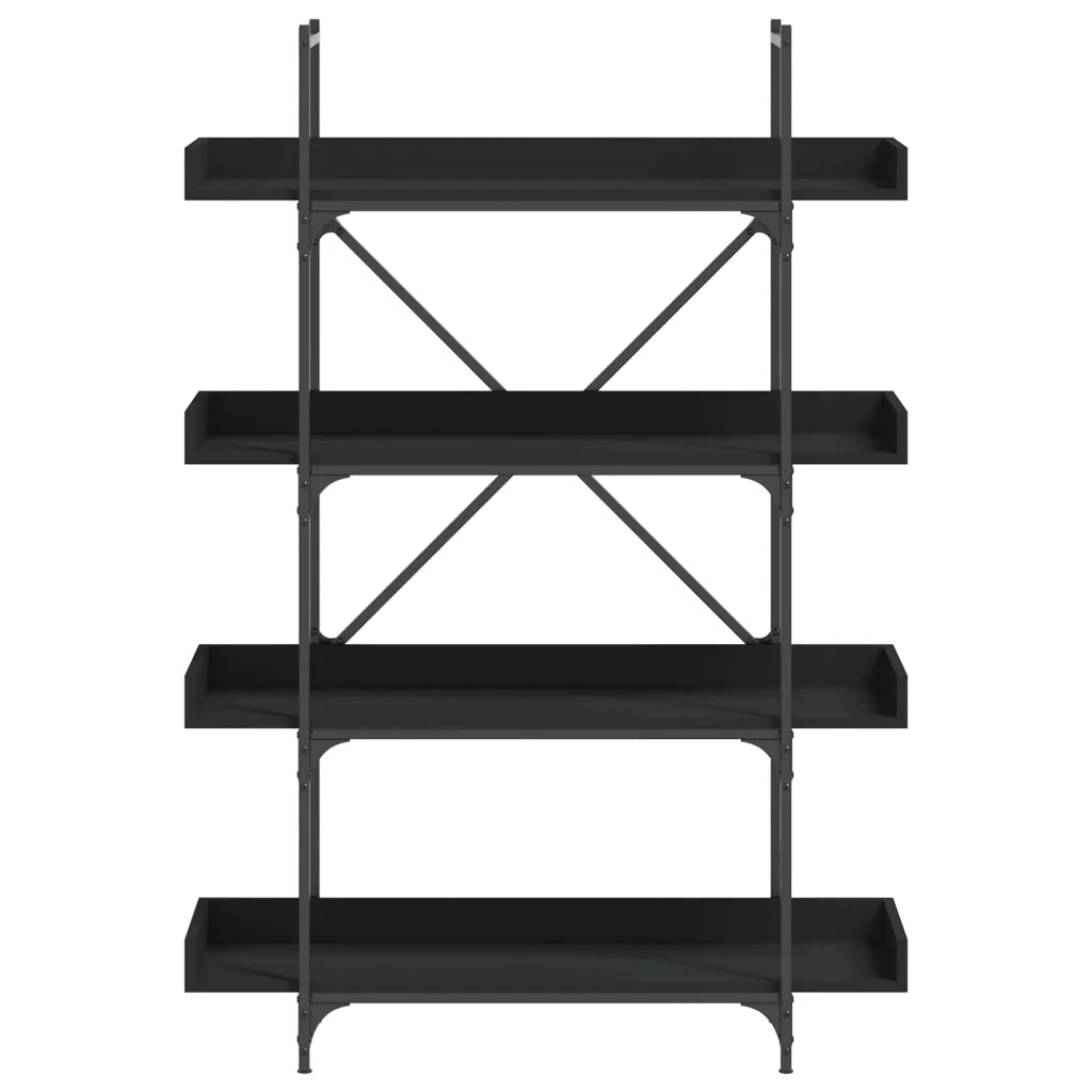 Libreria a 4 Ripiani Nera 100x33x145,5 cm in Legno Multistrato 837692