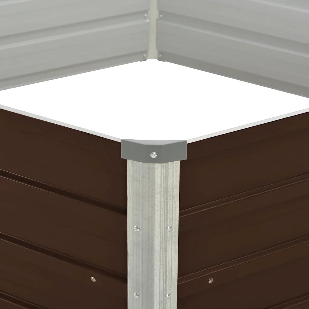 Letto di Coltura Rialzato Marrone 129x129x45cm Acciaio Zincato 45710