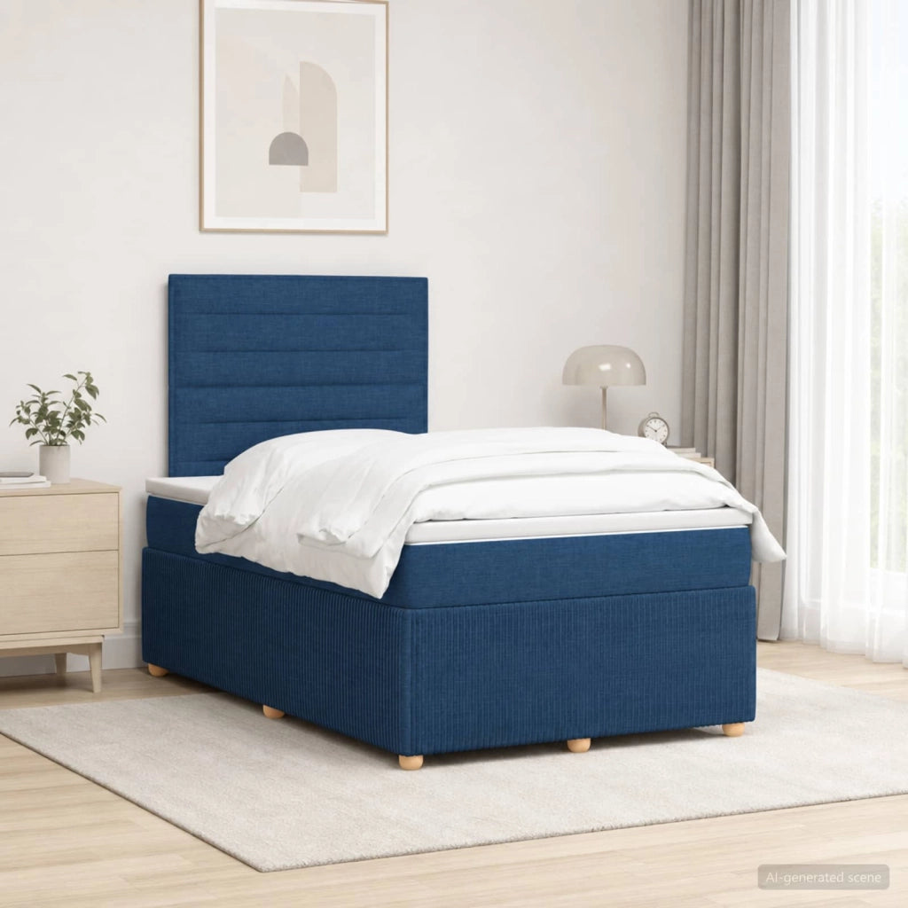 Letto box spring con materasso Blu 120 x 200 cm Tessuto 3454367