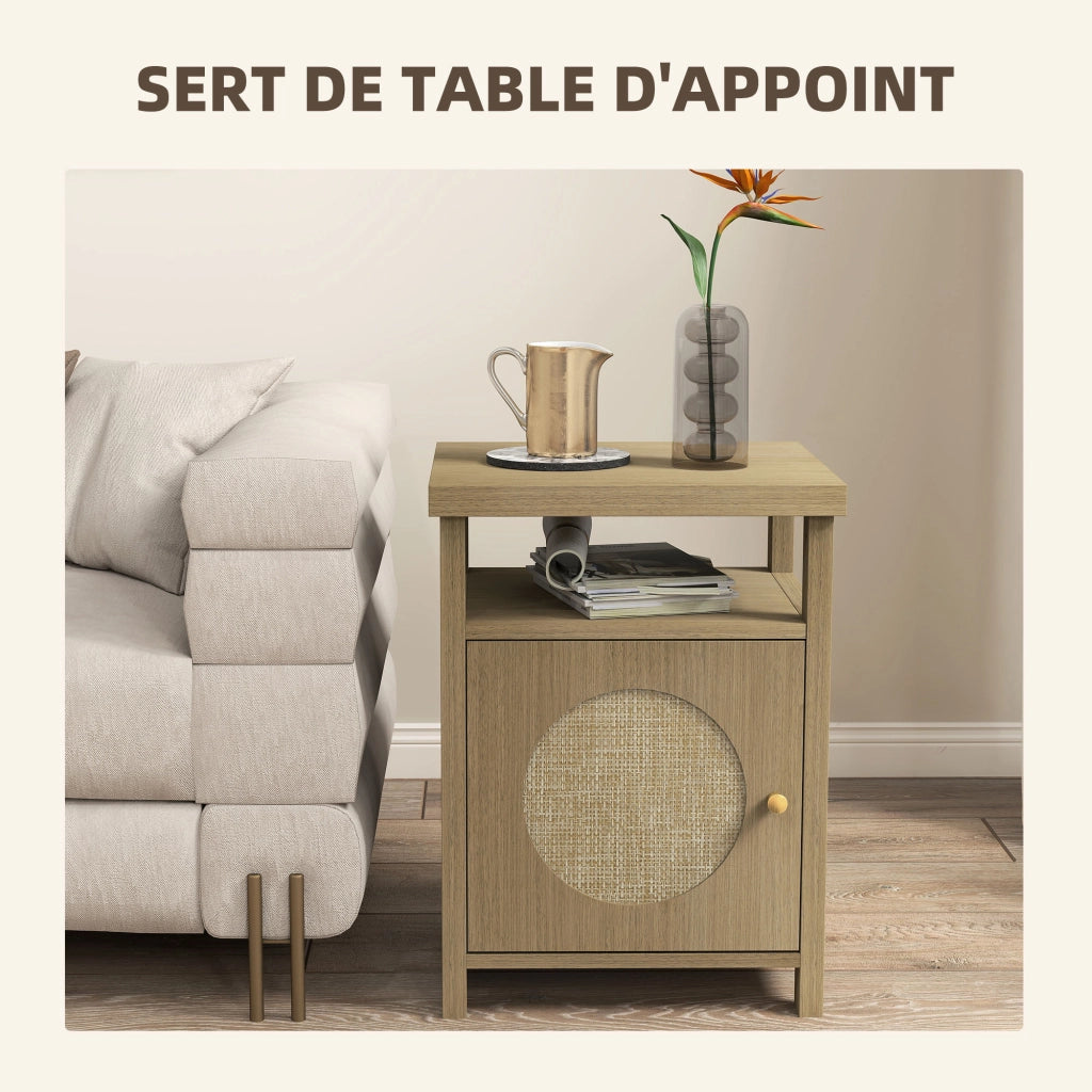 Set 2 Comodini Stretti ¨C Xylo ¨C Rattan Naturale con Cassetto 40x35x55cm