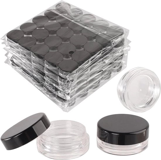 Contenitori per cosmetici in plastica rotondi trasparenti da 150 unità - contenitori mini 1 oz con coperchi neri per crema - per viaggi