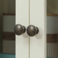 Mobile Dispensa a 5 Livelli con Cassetto Centrale in MDF e Truciolato, 76x40x182.5 cm, Bianco Crema