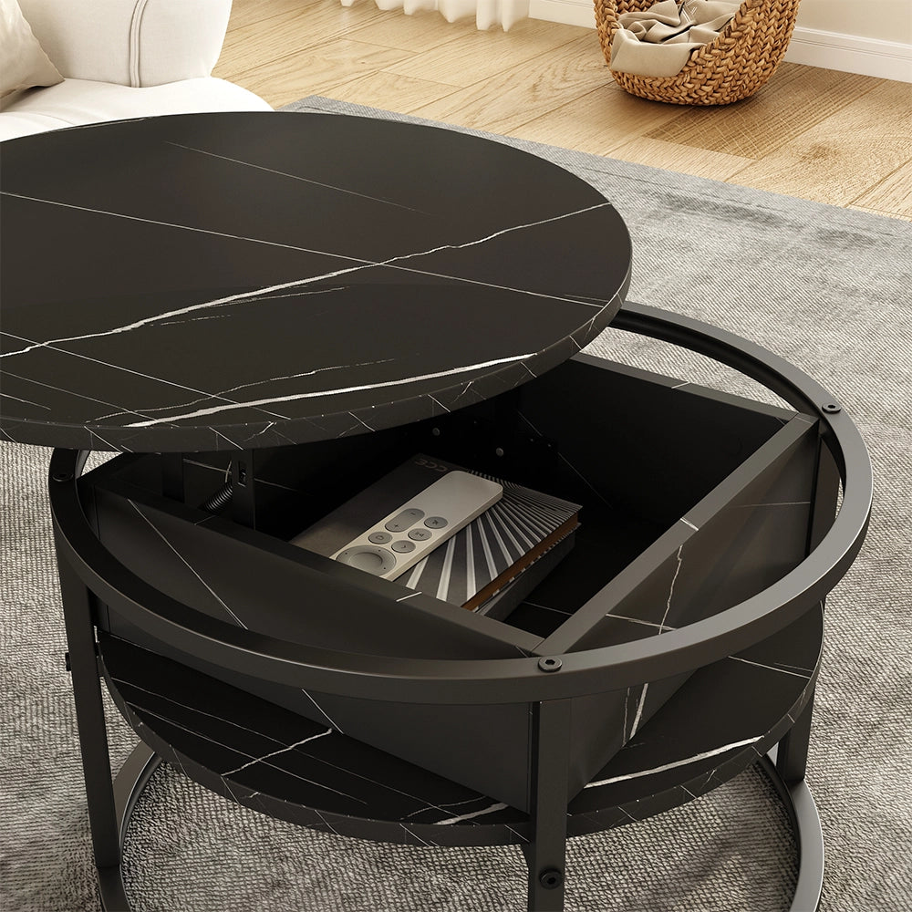 Vicco Tavolino Nero/marmo-bianco 57 x 57 cm