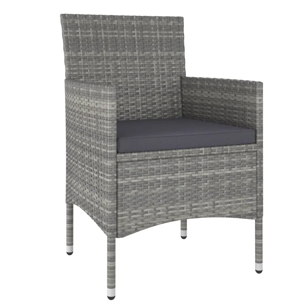 Set Pranzo da Giardino 5 pz | Set Salotto da Giardino Polyrattan e Vetro Temperato Grigio