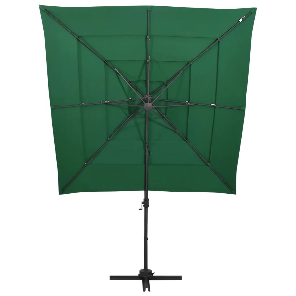Ombrellone a Sbalzo 4 Livelli Palo Alluminio 250x250 cm Verde