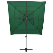 Ombrellone a Sbalzo 4 Livelli Palo Alluminio 250x250 cm Verde