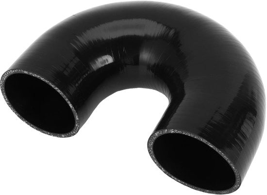 Silicona Koelslang - 70mm di Diametro Interno - 90mm di Lunghezza - 180 Gradi - Nero - Resistente a Elevate Temperature - Tessuto a Doppia Tessitura - Slang di Silicone