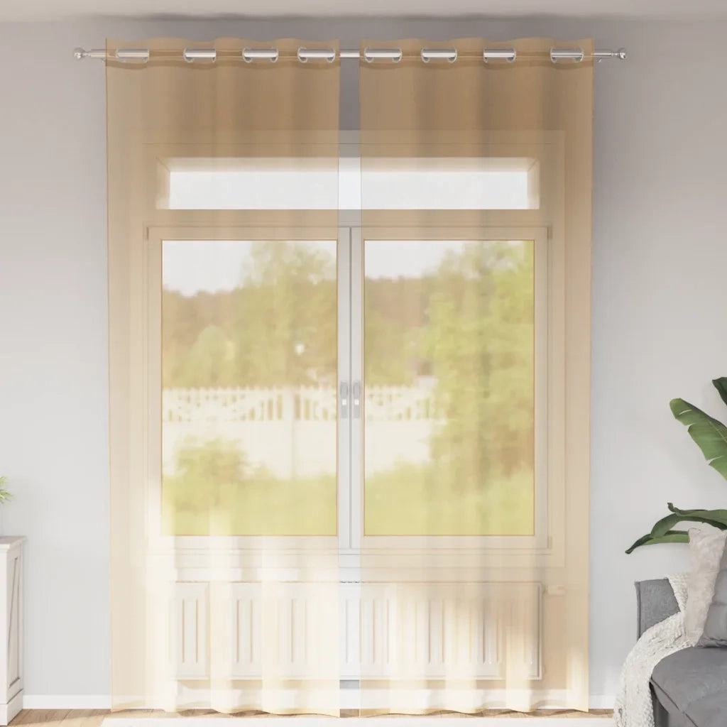 vidaXL Tende in Voile con Occhielli 2 pz Sabbia