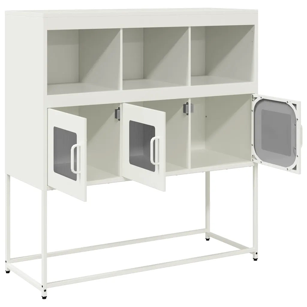 Credenza Bianca 100,5x39x107 cm in Acciaio Laminato a Freddo 853421