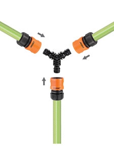 DEVIATORE A 3 VIE DA GIARDINO PER TUBI CON RACCORDI QUICK-CLICK CLABER