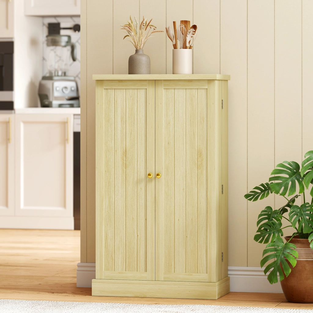 Mobile Dispensa con 12 Rastrelliere Spezie ¨C Zephmum ¨C Legno Naturale 104x40x200