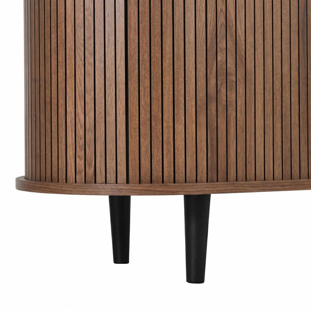 Credenza da sala da pranzo, mobile da ingresso, 3 cassetti, ante scorrevoli, piedini in metallo, color noce