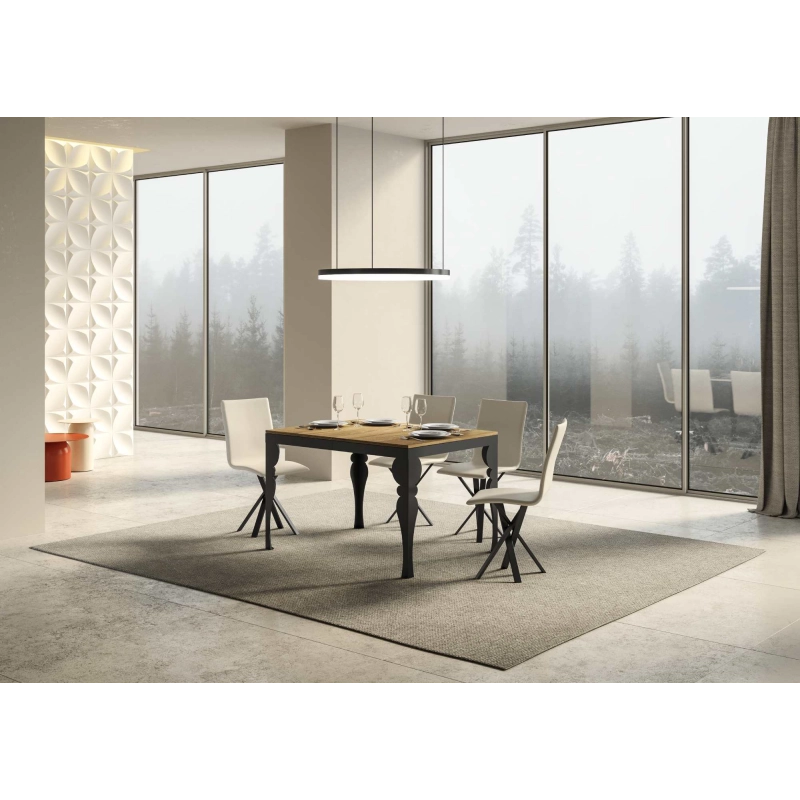 Tavolo allungabile 90x120/380 cm Paxon Evolution telaio Antracite - Quercia Natura