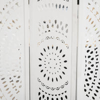 Paravento 3 Pannelli 120x170cm in Legno Intagliato Bianco