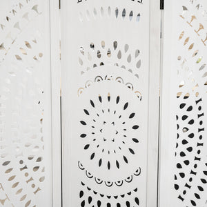 Paravento 3 Pannelli 120x170cm in Legno Intagliato Bianco