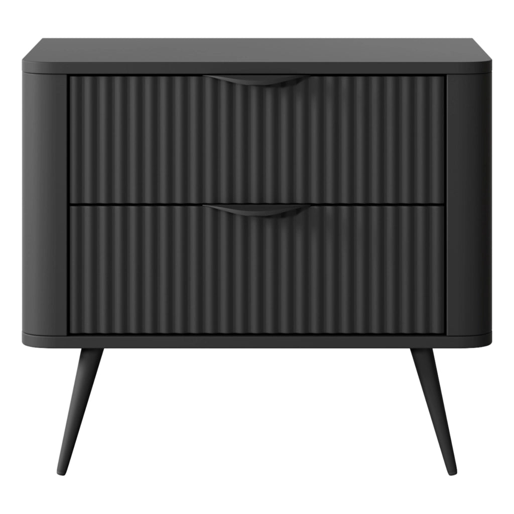 Baari, Comodino 2 Cassetti, 63x38x55h cm Nero