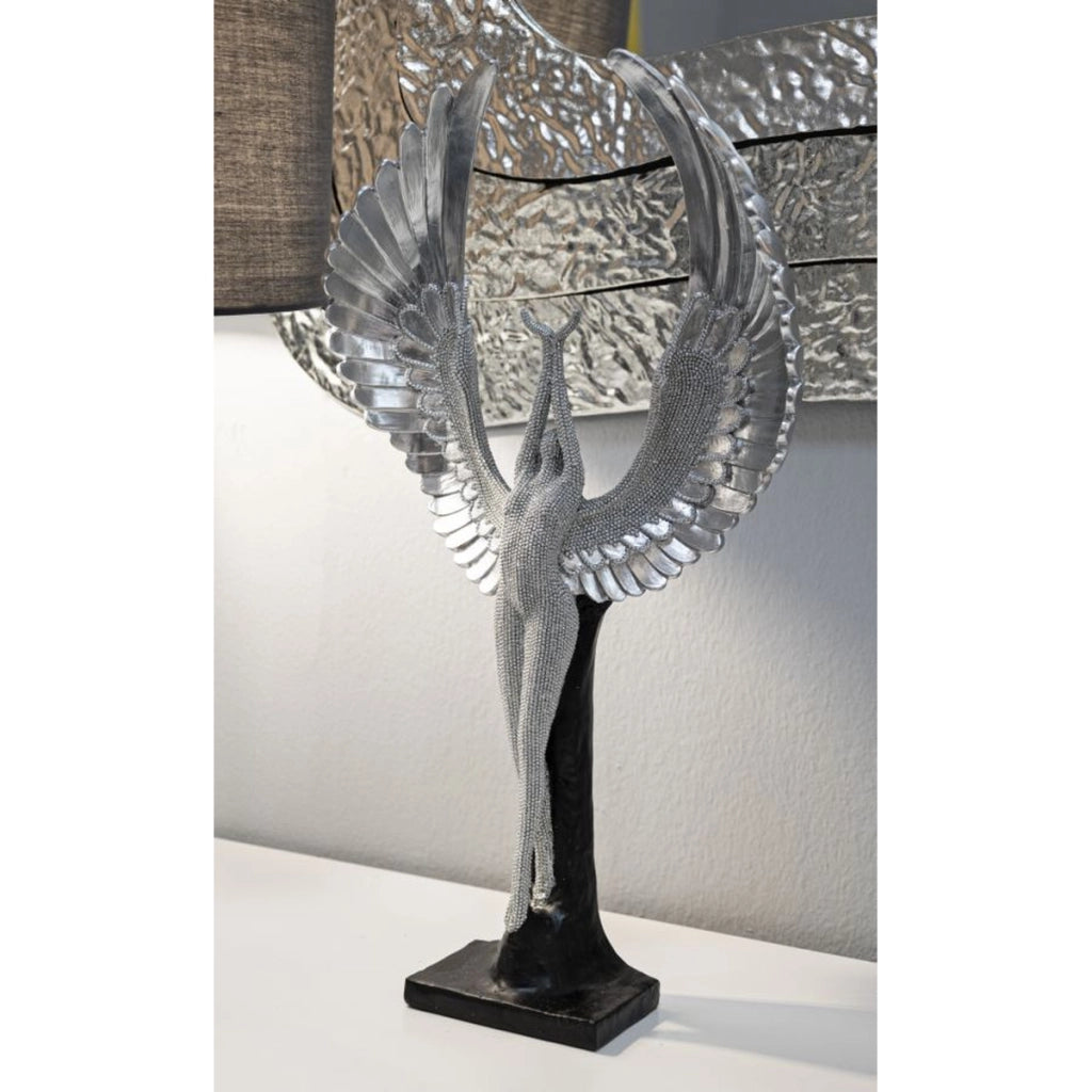 Scultura Fenice, Argento, Poliresina, 26x9x48 cm